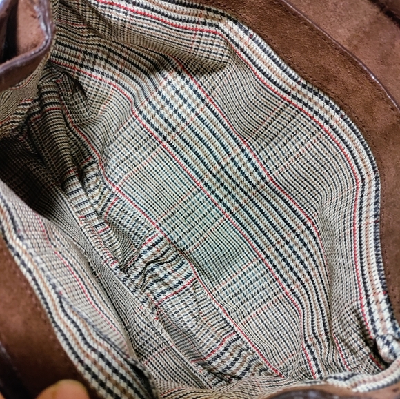 Gorgeous croc embossed leather suede shoulder bag brown - Picture 12 of 16